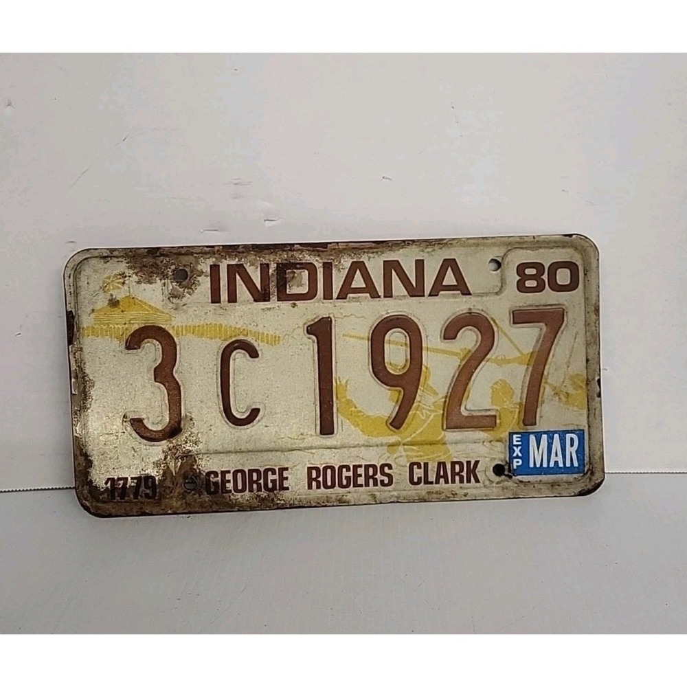 License Plate Vintage Indiana "George Rogers Clark"‎ 3C1927